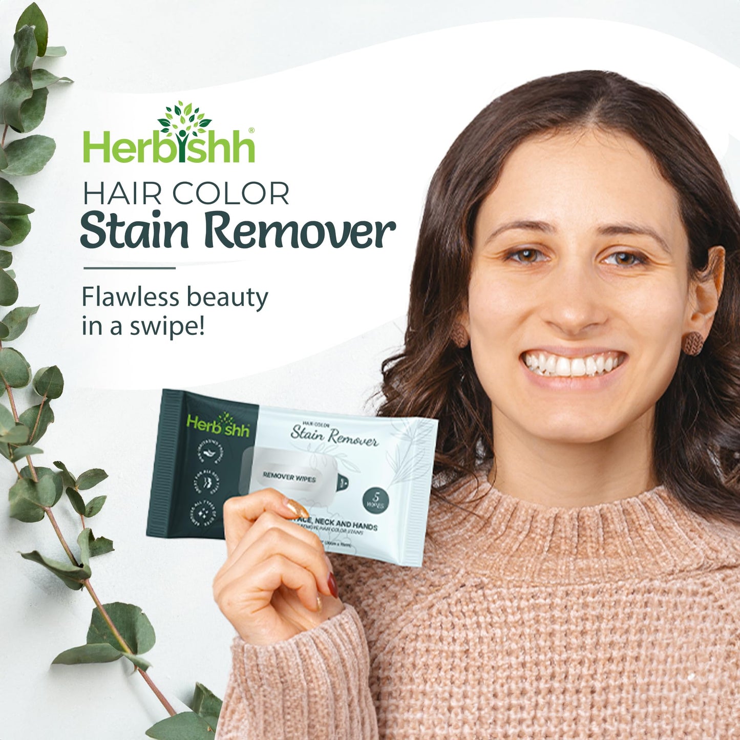 Herbishh Hair Color Stain Remover Wipes – Gentle Formula for Dye Cleanup – Easy Clean Travel Pack With 5 Skin-Friendly Wipes (Pack of 1)