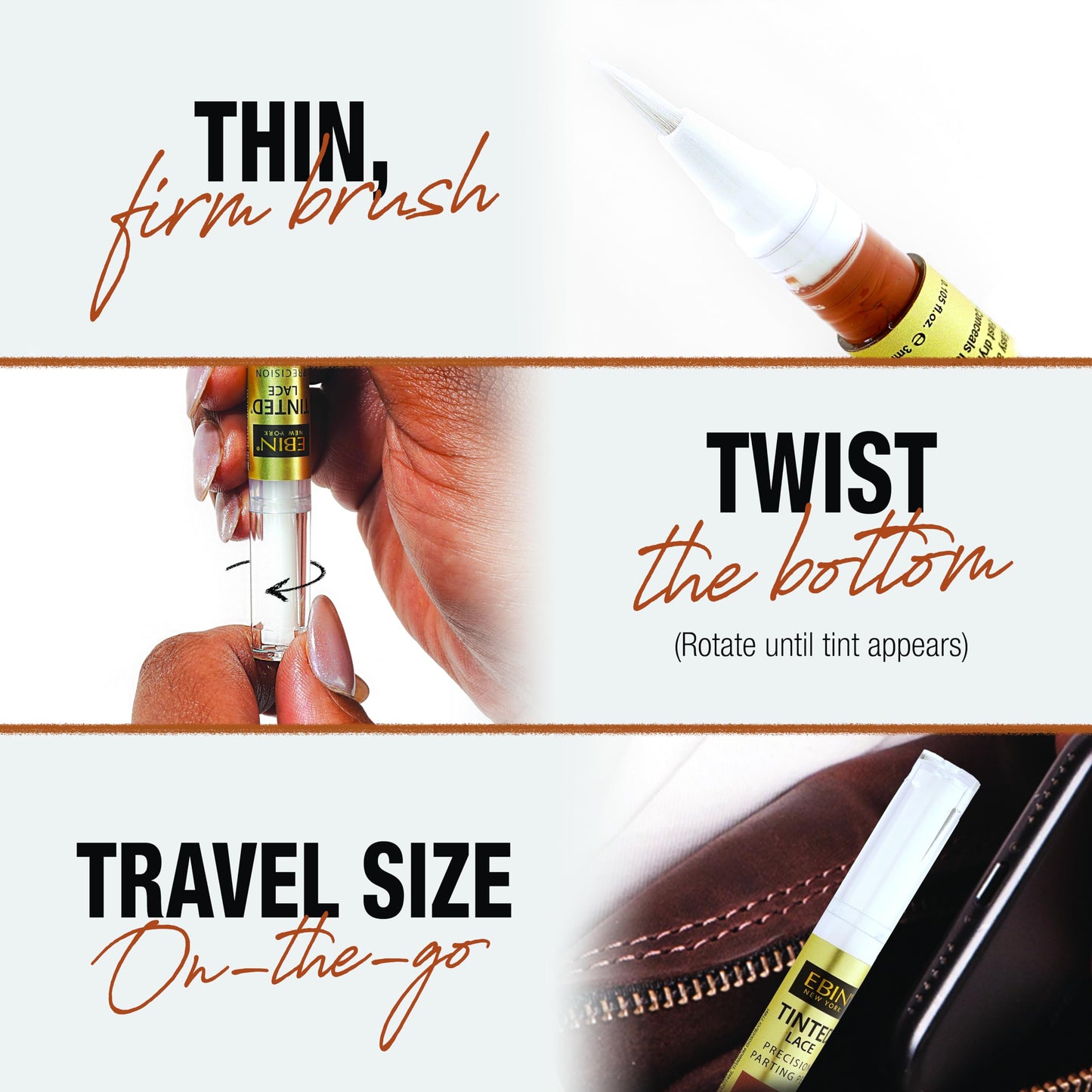 Tinted Lace Precision Parting Pen Light Warm Brown 0.105oz | Easy Brush Applicator | Long-Lasting Lace Tint for Natural, Seamless Finish