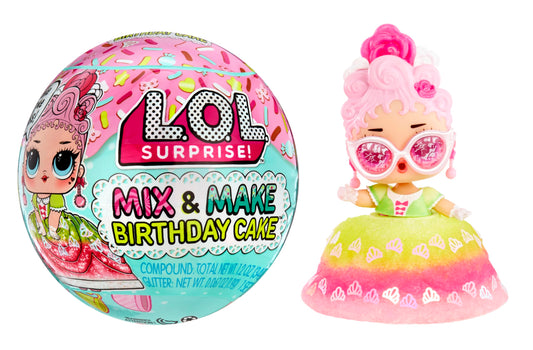 LOL Surprise Mix & Make Birthday Cake Tots Doll – DIY Cake Dress, Decorating Kit with Glitter Sprinkles, Collectible Toy for Girls 3+