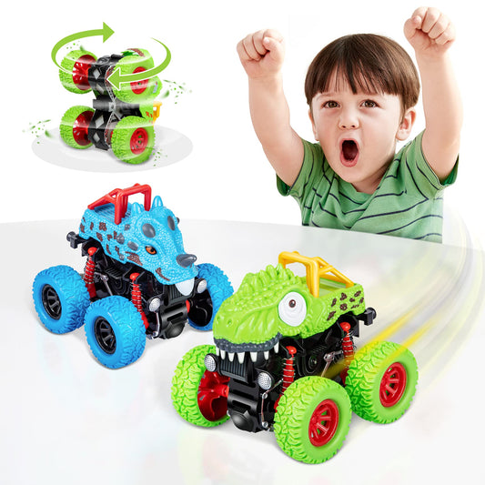 LODBY Dinosaur Monster Truck Toys for Boys Ages 2-6 - Push and Go Cars for Toddlers, Fun Dino Toys for Kids 3-5, Birthday & Christmas Gifts