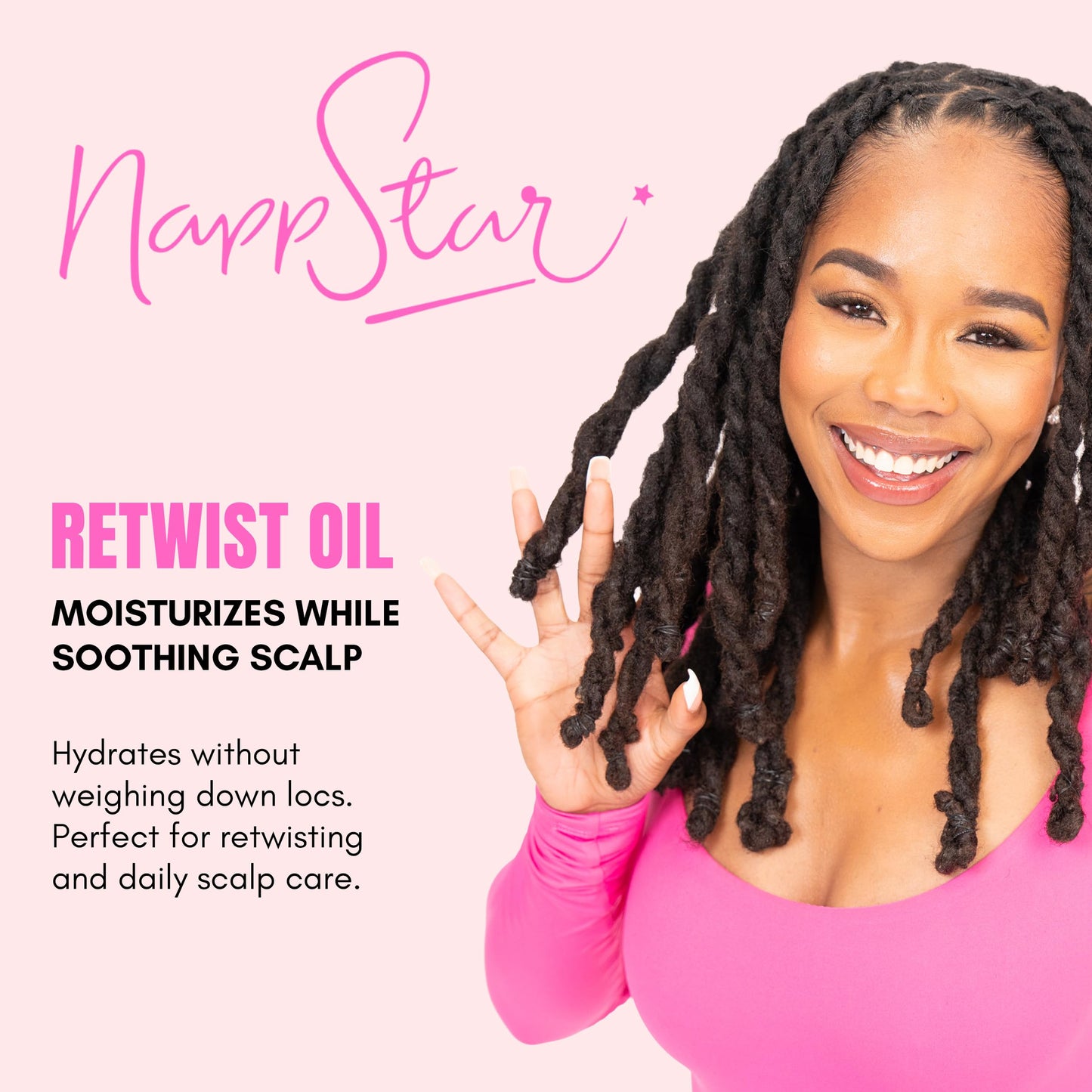 NappStar Retwist Oil, Jasmine Scented Smell Good Loc Oil, Aromatic Hair Care for Dreadlocks with Moisturizing Base, 4 Fl Oz