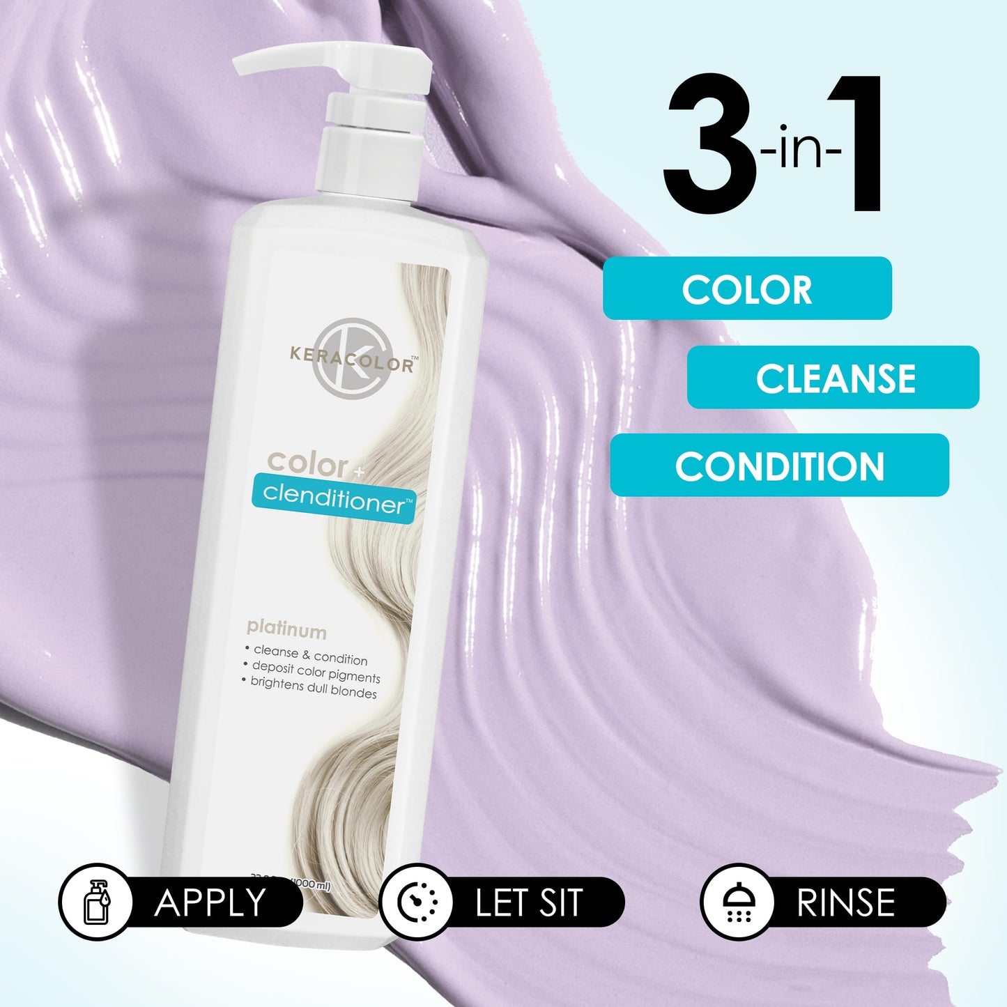 Keracolor Clenditioner PLATIUM Hair Dye - Semi Permanent Hair Color Depositing Conditioner, Cruelty-free, 33.8 Fl. Oz.