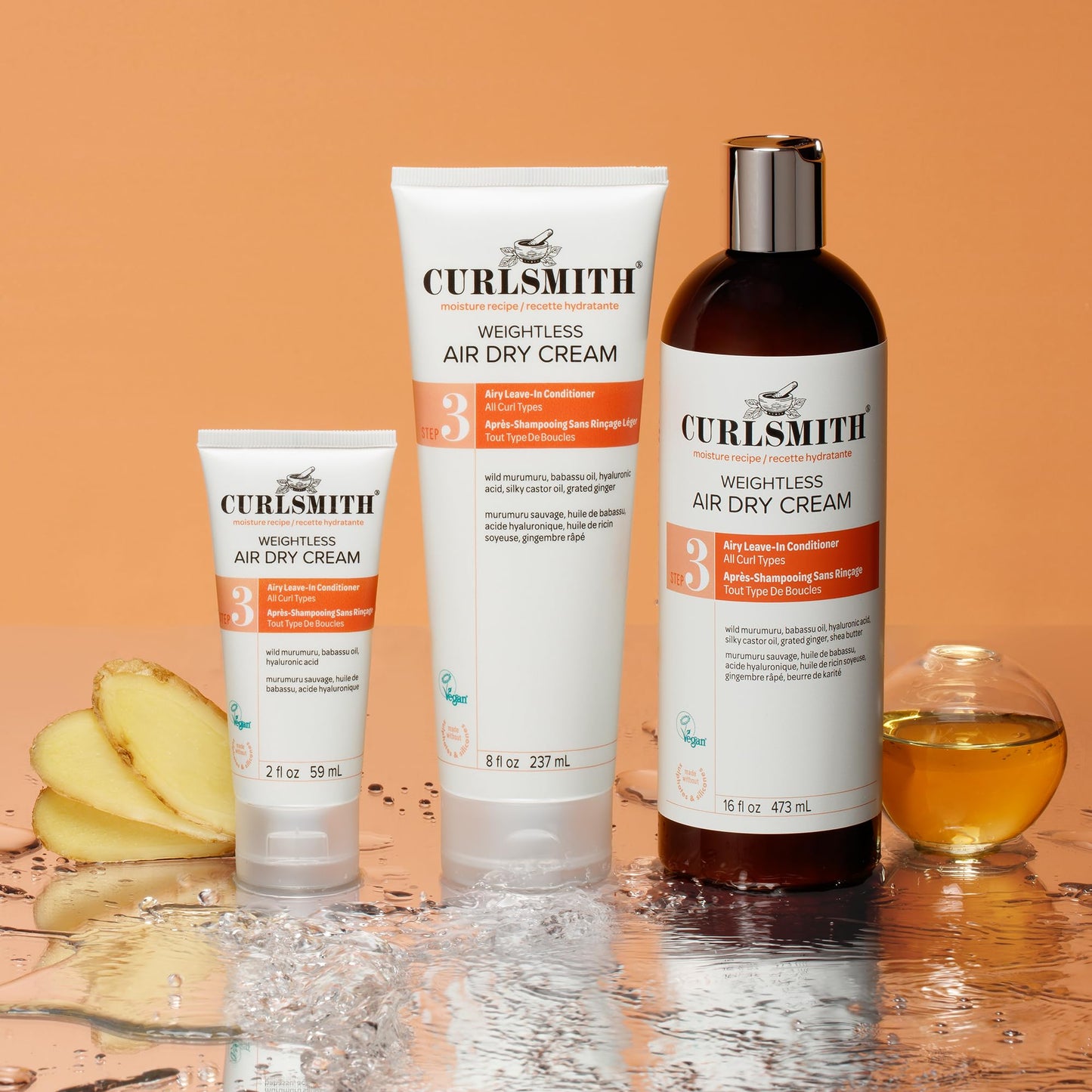 CURLSMITH - Weightless Air Dry Cream - Vegan Leave-In Conditioner for Any Hair Type, Smooths Hair (8 fl oz)