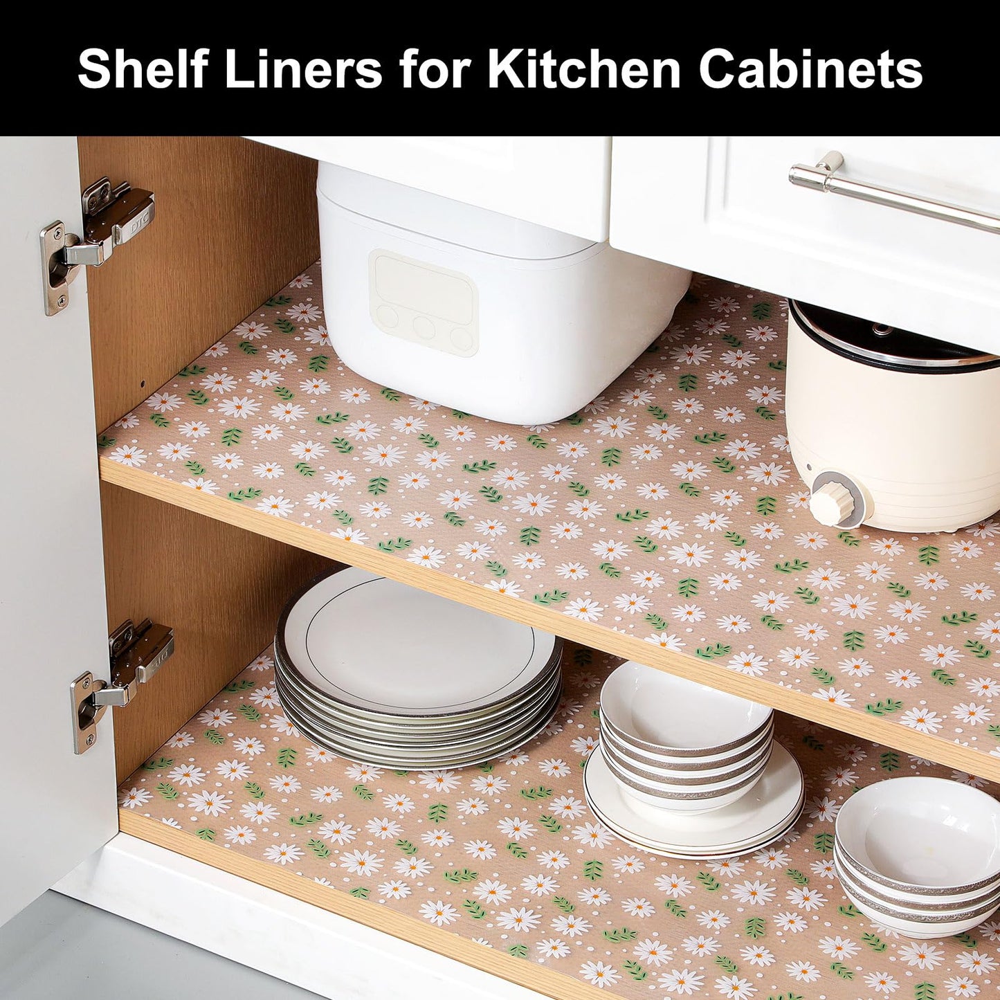 Cooyes Premium Non-Adhesive Shelf Liner – Waterproof EVA Cabinet & Drawer Mat for Kitchen, Durable, Modern Pattern, Easy to Cut