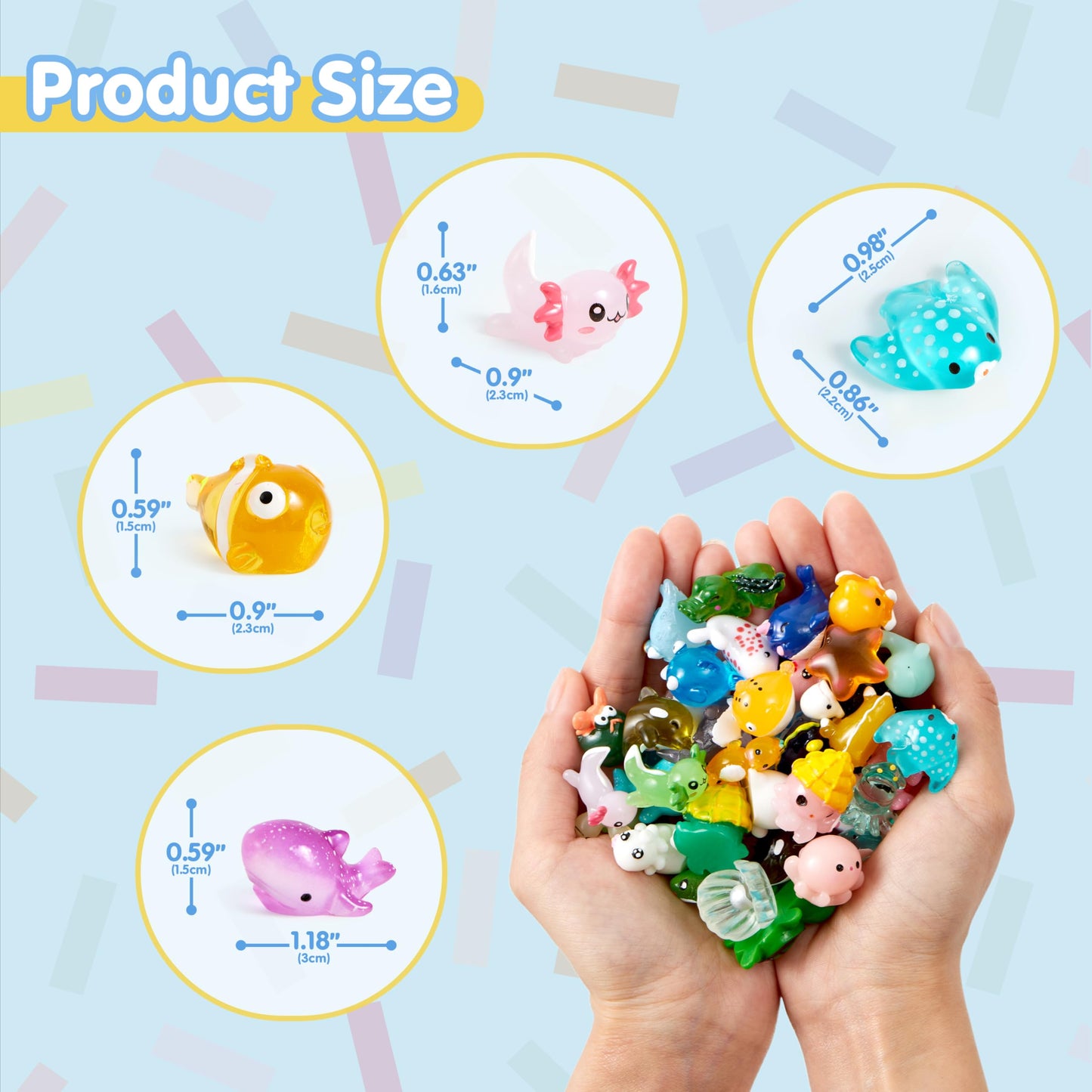 JOYIN 50-Pc Mini Ocean Animal Figures – Cute Resin Sea Creatures for Aquarium, Garden Decor, Slime Charms, DIY Crafts & Mini Scenes