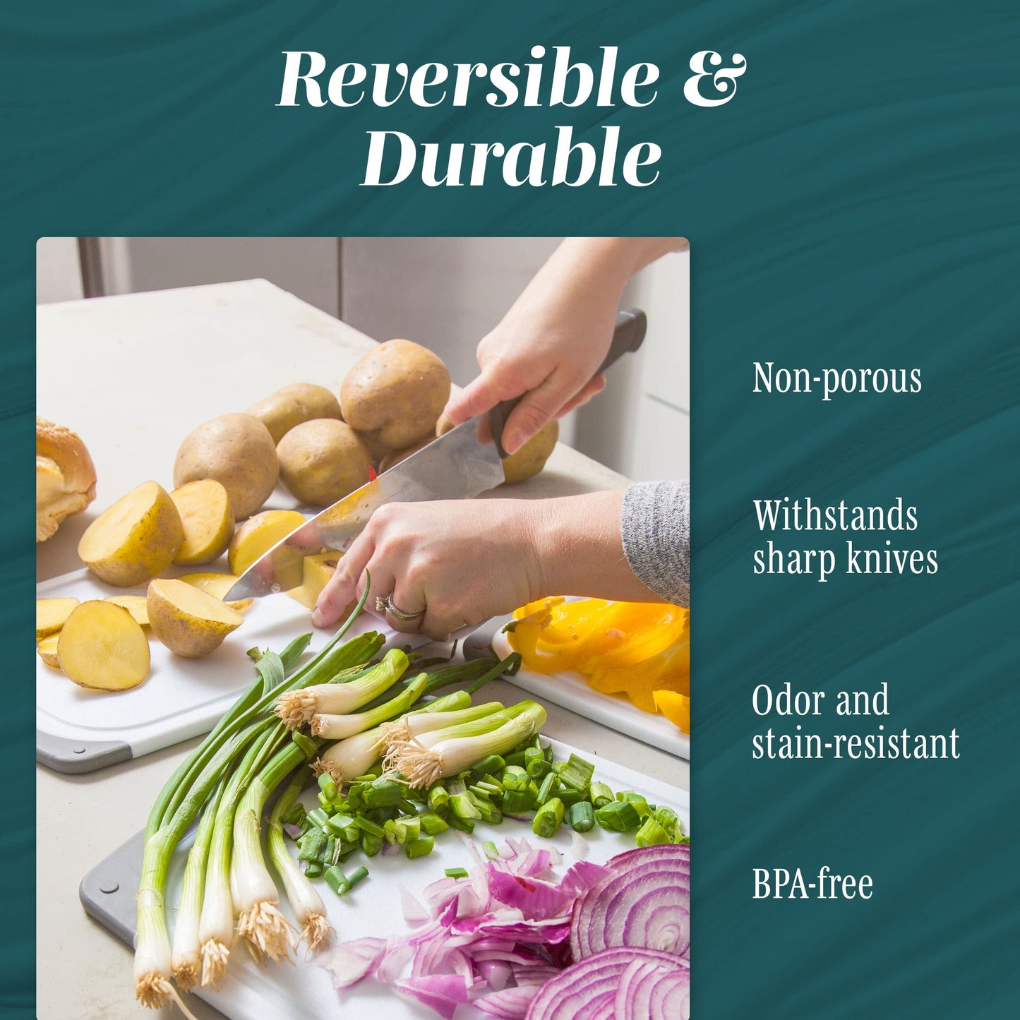 3-Pack Gray Cutting Boards Set – BPA-Free, Reversible Chopping Boards with Non-Slip Handles, Multiple Sizes, Perfect Gift for Cooks