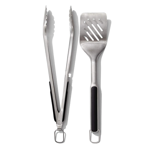 OXO Good Grips Grilling Tools, Tongs and Turner Set, Black