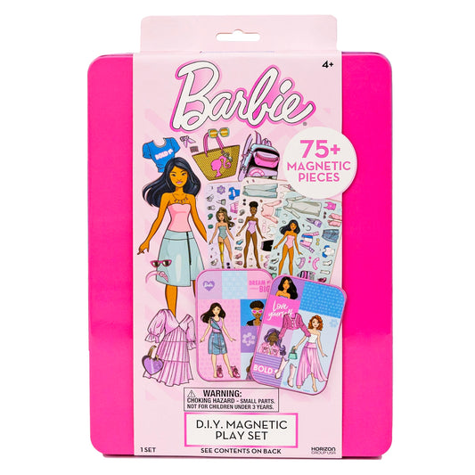 Barbie D.I.Y. Magnetic Play Set, 75 Pieces with 3 Dolls, Crafts & Pretend Play for Kids 4-8, Travel Toy & Birthday Gift for Girls