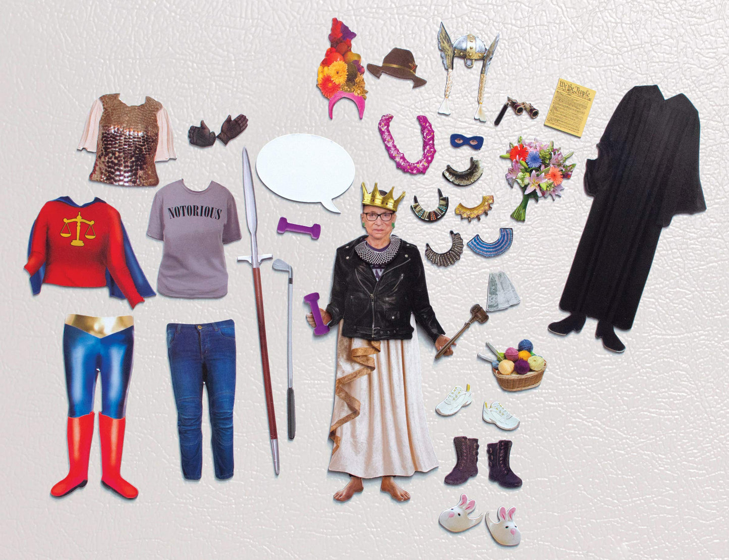 The Unemployed Philosophers Guild RBG Ruth Bader Ginsburg Dress to Dissent Mix and Match Magnetic Wardrobe - Play Set for Your Fridge (35+ Pieces)