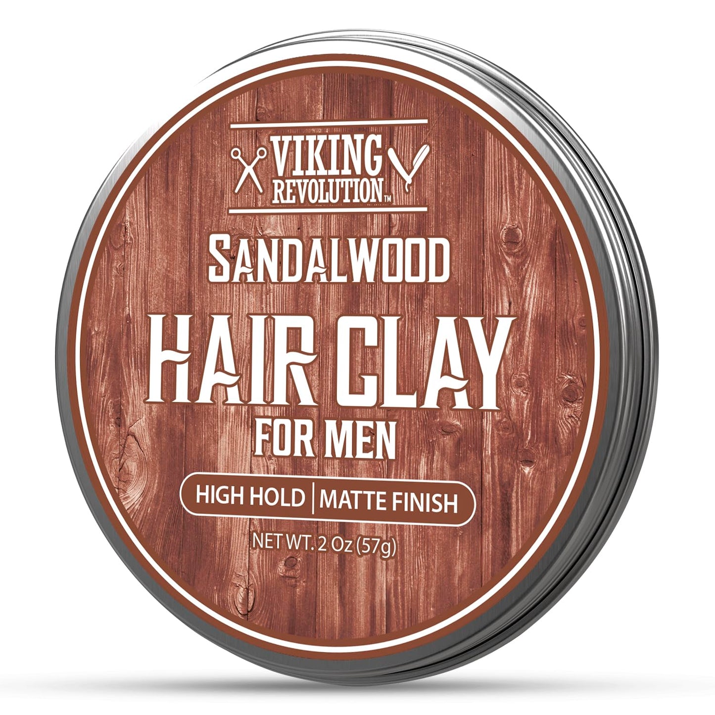 Viking Revolution Sandalwood Hair Clay for Men – Matte Finish Clay Pomade with Jojoba & Vitamin E – Strong Hold Texturizing Styling Cream, 2 oz