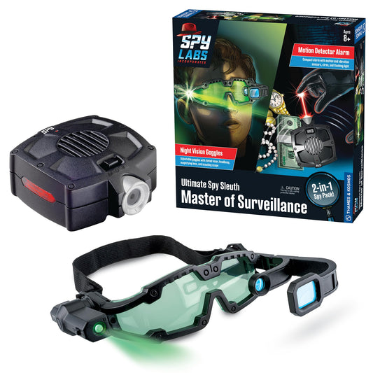 Thames & Kosmos Spy Labs: Ultimate 2-in-1 Spy Pack with Night Vision Goggles & Motion Detector Alarm | Pretend Play for Kids 8+