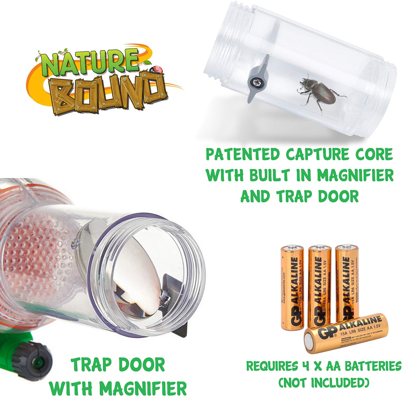 Nature Bound Bug Catcher Vacuum with Light-Up Habitat | Eco-Friendly Outdoor Toy for Kids | Includes Bug Vacuum & Cage