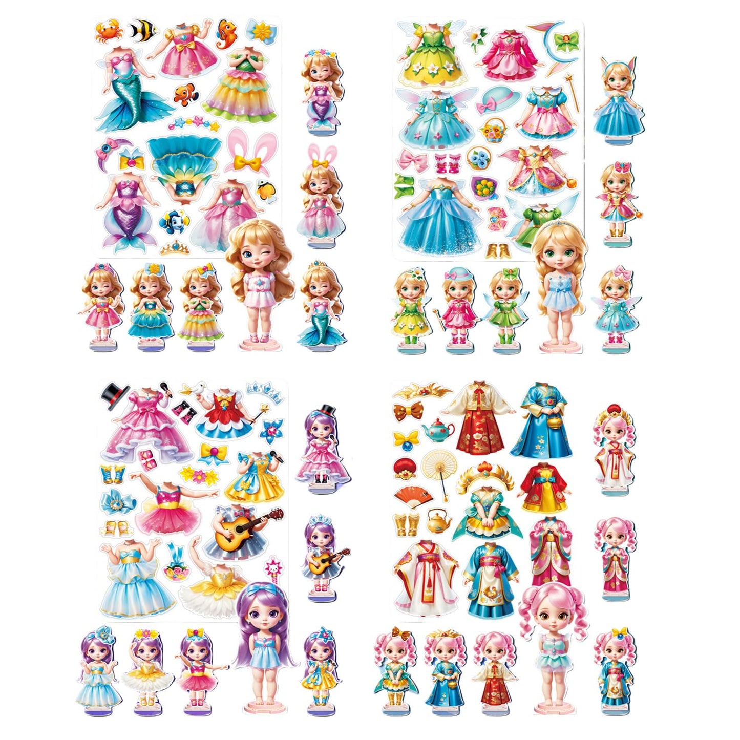 Lovyan Magnetic Dress-Up Dolls for Girls – Fun Mix & Match Magnetic Paper Dolls with 4 Themed Costume Stickers, Creative Birthday Gift
