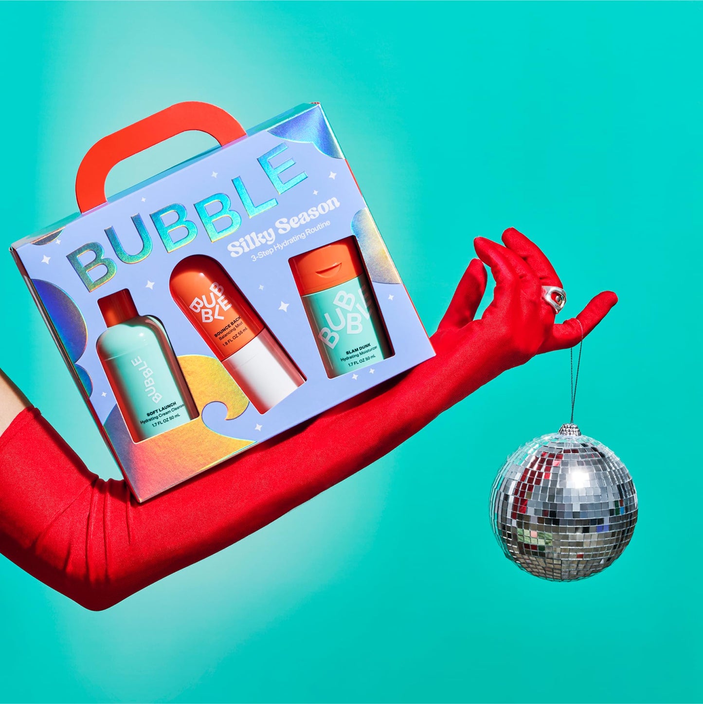 Bubble Skincare Silky 3-Step Hydrating Set for Dry Skin – Travel Size Cleanser, Toner & Moisturizer, 3-Piece Soft Launch Kit