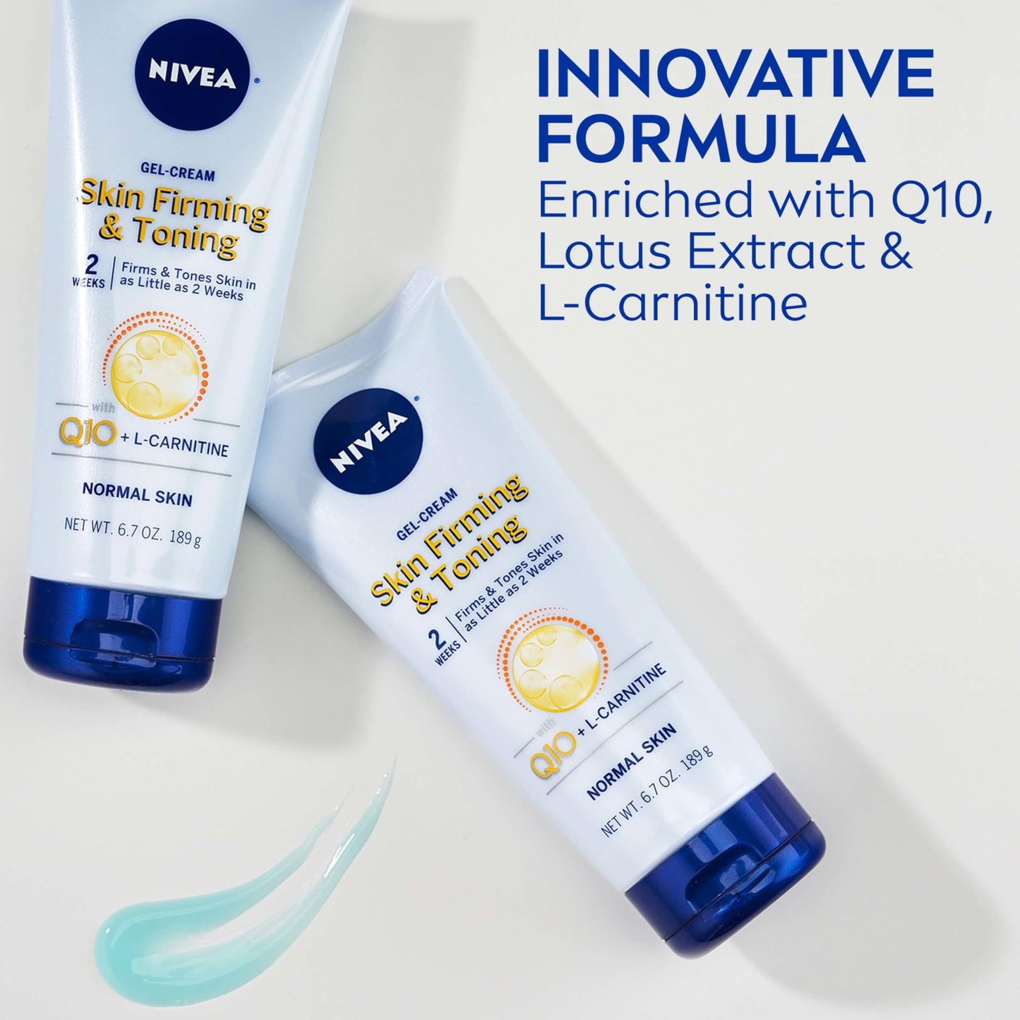 NIVEA Skin Firming & Toning Body Gel Cream – With Q10, Hyaluronic Acid & Vitamin C, 72-Hour Moisture, Clinically Tested, 6.7oz Tube
