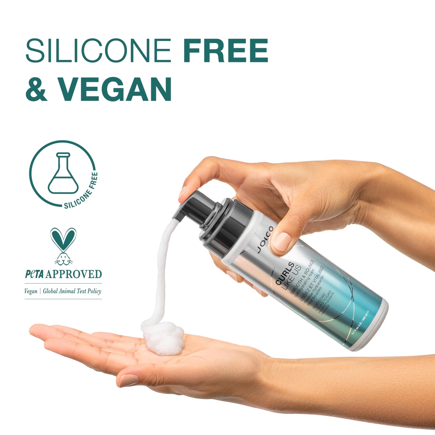 Joico Curls Like Us Smooth & Bounce Curl Foam | Hydrating Curl Enhancer for Curly Hair | Reduces Frizz, Adds Shine & 72-Hour Humidity Protection | 6.7 Fl Oz