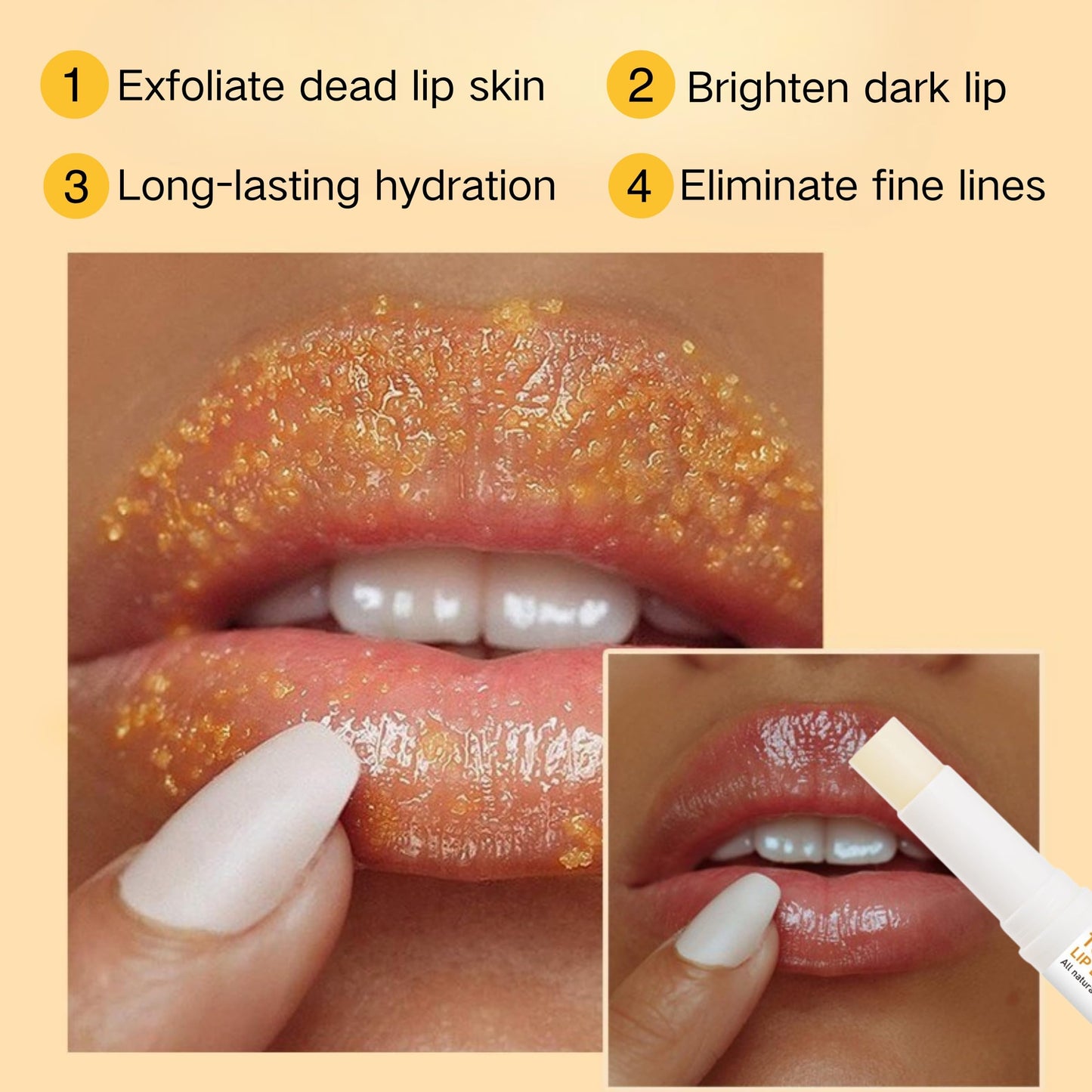 Turmeric & Lemon Lip Care Set – 3PCS Lip Scrub, Balm & Brush for Dry, Chapped, Dark Lips – Exfoliates, Smooths & Nourishes Naturally