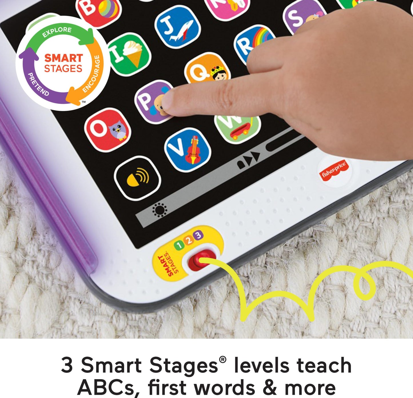 Fisher-Price Toddler Learning Toy Laugh & Learn Smart Stages Tablet Pretend Computer with Music & Lights for Kids Ages 1+ Years