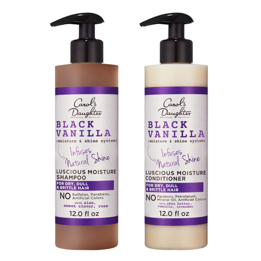 Carol's Daughter Black Vanilla Sulfate-Free Shampoo & Conditioner Set | Moisturizing Hair Care for Dry, Damaged, Curly & Natural Hair, 1 Kit