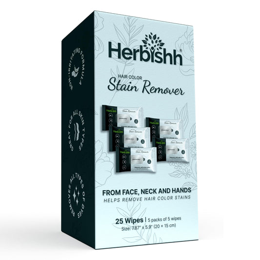 Herbishh Hair Color Stain Remover Wipes - Gentle Formula for Dye Cleanup, Skin-Friendly Travel Pack (Pack of 5)
