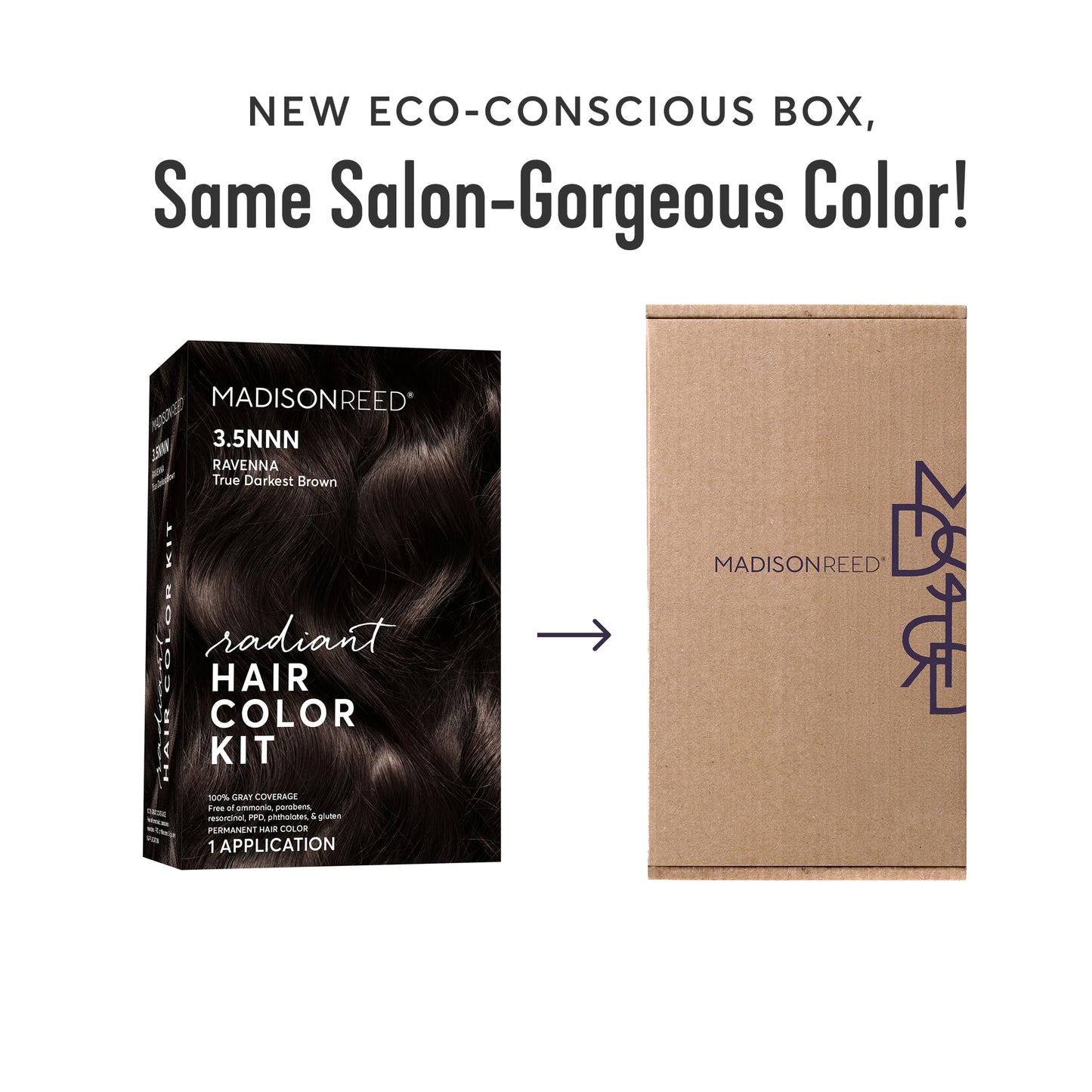 Madison Reed Radiant Hair Color Kit 3.5NNN Darkest Brown-Black (Ravenna Brown) | 100% Gray Coverage | Permanent PPD & Ammonia-Free Hair Dye, 1 Pack