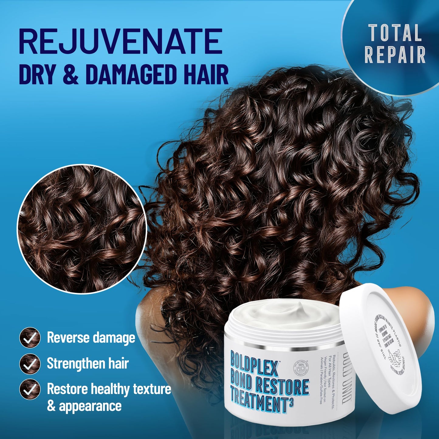 Bold Uniq BoldPlex Hair Mask | Deep Conditioner for Dry, Damaged, Curly, Bleached & Frizzy Hair | Repairs & Nourishes | 6.76 Fl Oz