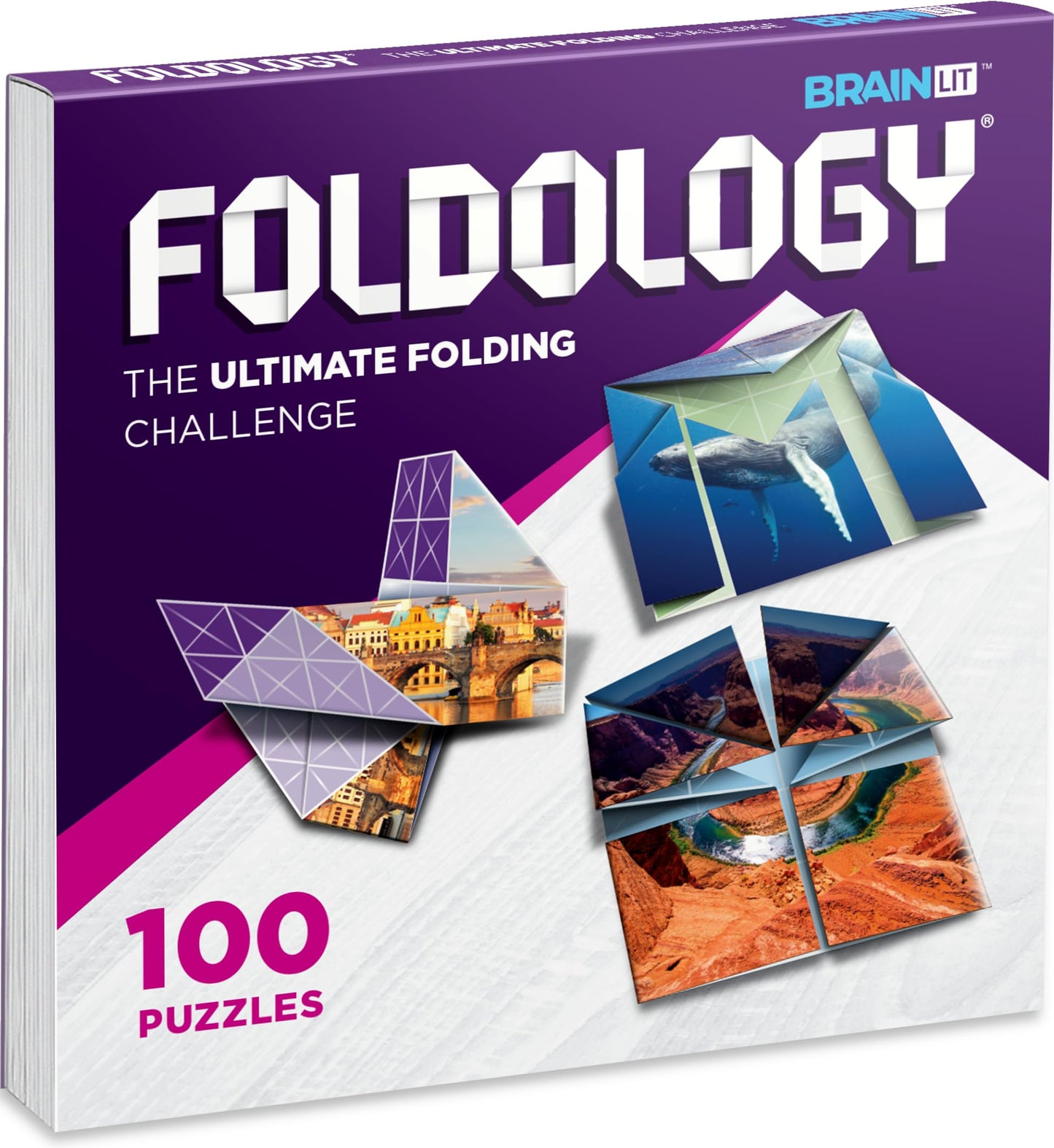 FOLDOLOGY Origami Puzzle Game – 100 Brain Teasers for Ages 10+, Hands-On STEM Toy, Travel Game & Gift, Fold the Paper to Complete the Picture
