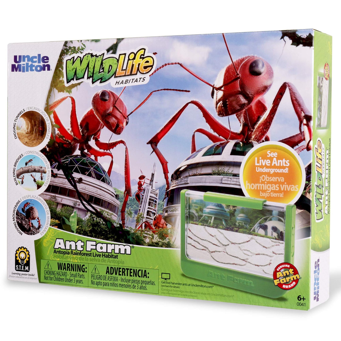 Uncle Milton Ant Farm Antopia Rainforest Ant Habitat - Observe Live Ants - STEM -Nature Learning Toy Green For 6 - 15 years