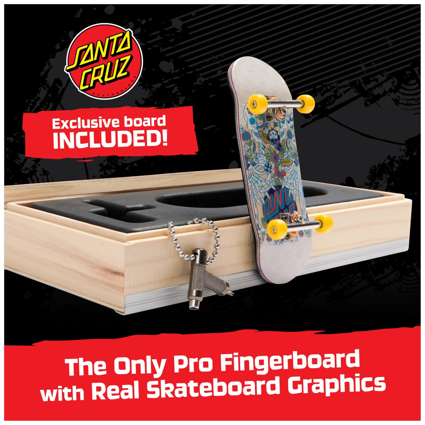 TECH DECK, Santa Cruz Pro Series Finger Board with Storage Display, Built for Pros; Authentic Mini Skateboards, Kids Toys for Ages 6 and up