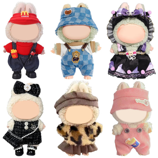 6-Pack 17cm Doll Clothes Set with Hats & Accessories – Luxury Designer Outfits for Dress-Up, Cute Unique Style (Dolls Not Included)