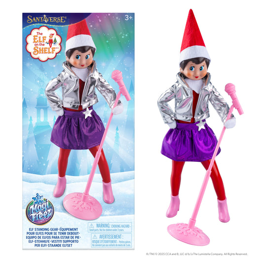 The Elf on the Shelf MagiFreez Pop Star Elf Set - Elf Standing Gear with Glam Jacket, Skater Skirt and Accessories - Scout Elf Not Included