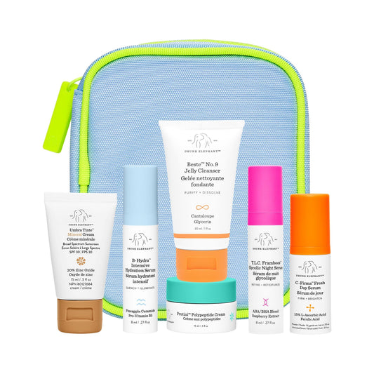Drunk Elephant The Littles 7.0 Kit – 6 Travel-Size A.M. & P.M. Skincare Essentials, Clean, Cruelty-Free, Dermatologist-Tested