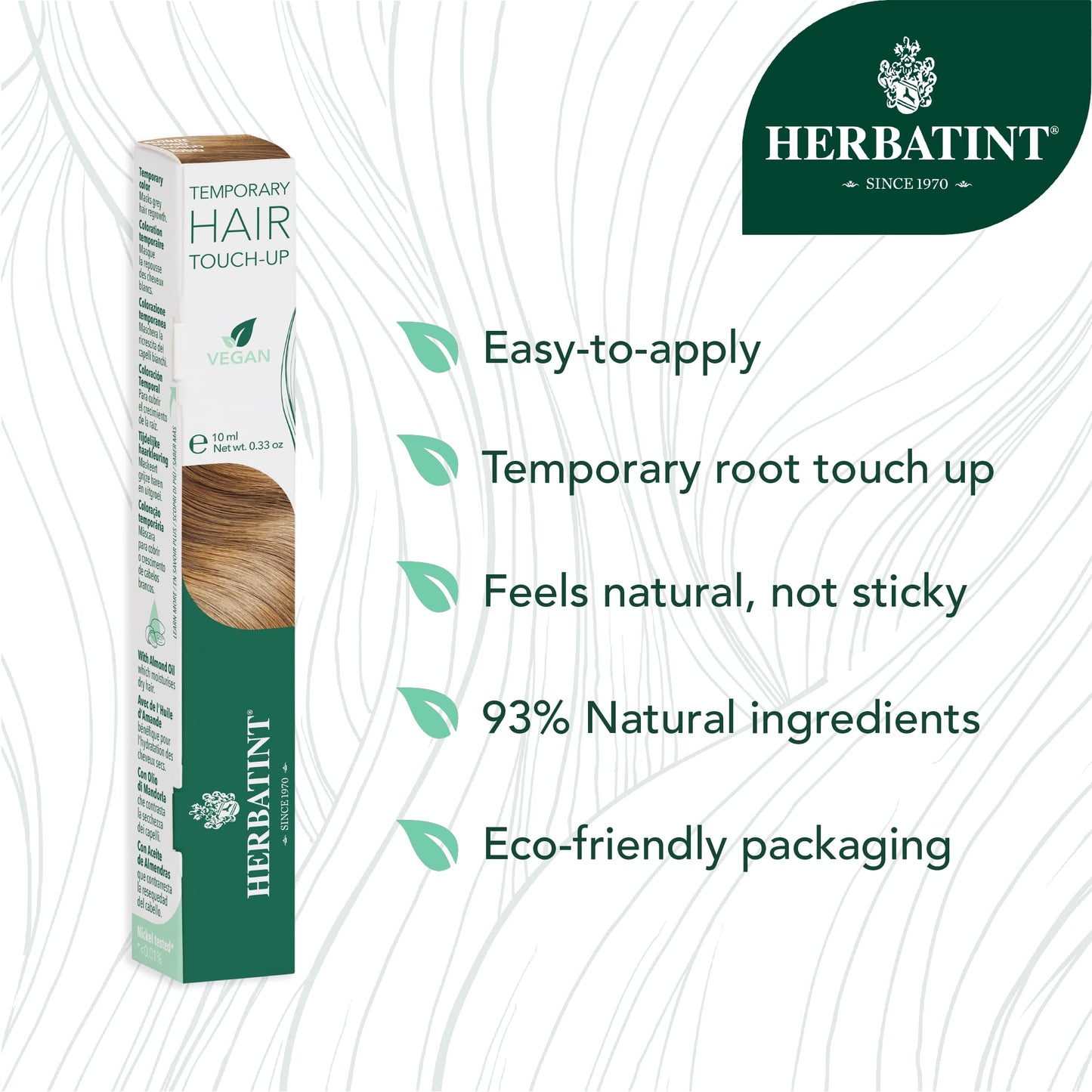 Herbatint Temporary Hair Touch-Up for Blonde Hair - Instantly Covers Grey Roots with Precision Brush, Natural Look, Vegan Formula, 0.33 oz