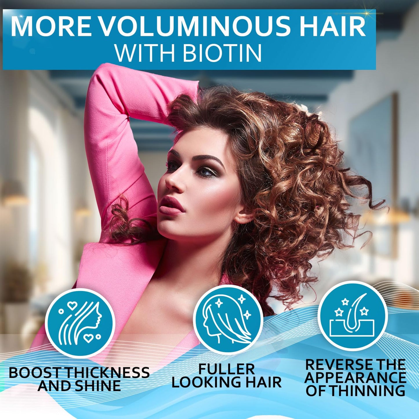 Biotin Heat Protectant Spray with Moroccan Argan Oil – Thermal Shield for Frizzy, Curly & Black Hair – Anti Frizz Leave-In Conditioner for Blow Dry & Flat Iron