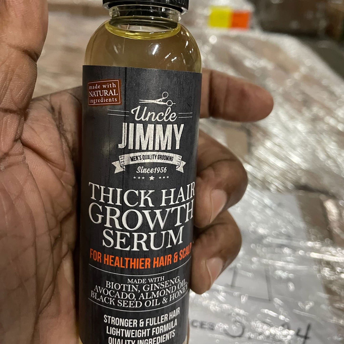 Uncle Jimmy Thick Hair Growth Serum, Hair Growth Treatment, Anti Hair Loss, Promotes Thicker, Stronger Hair for Men & Women 4 Fl Oz
