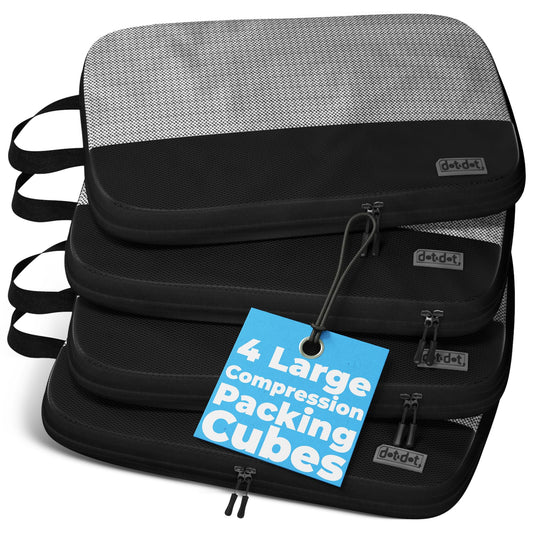 4pc Large Compression Packing Cubes for Travel - Luggage Packing Organizers - Travel Packing Cubes for Suitcases