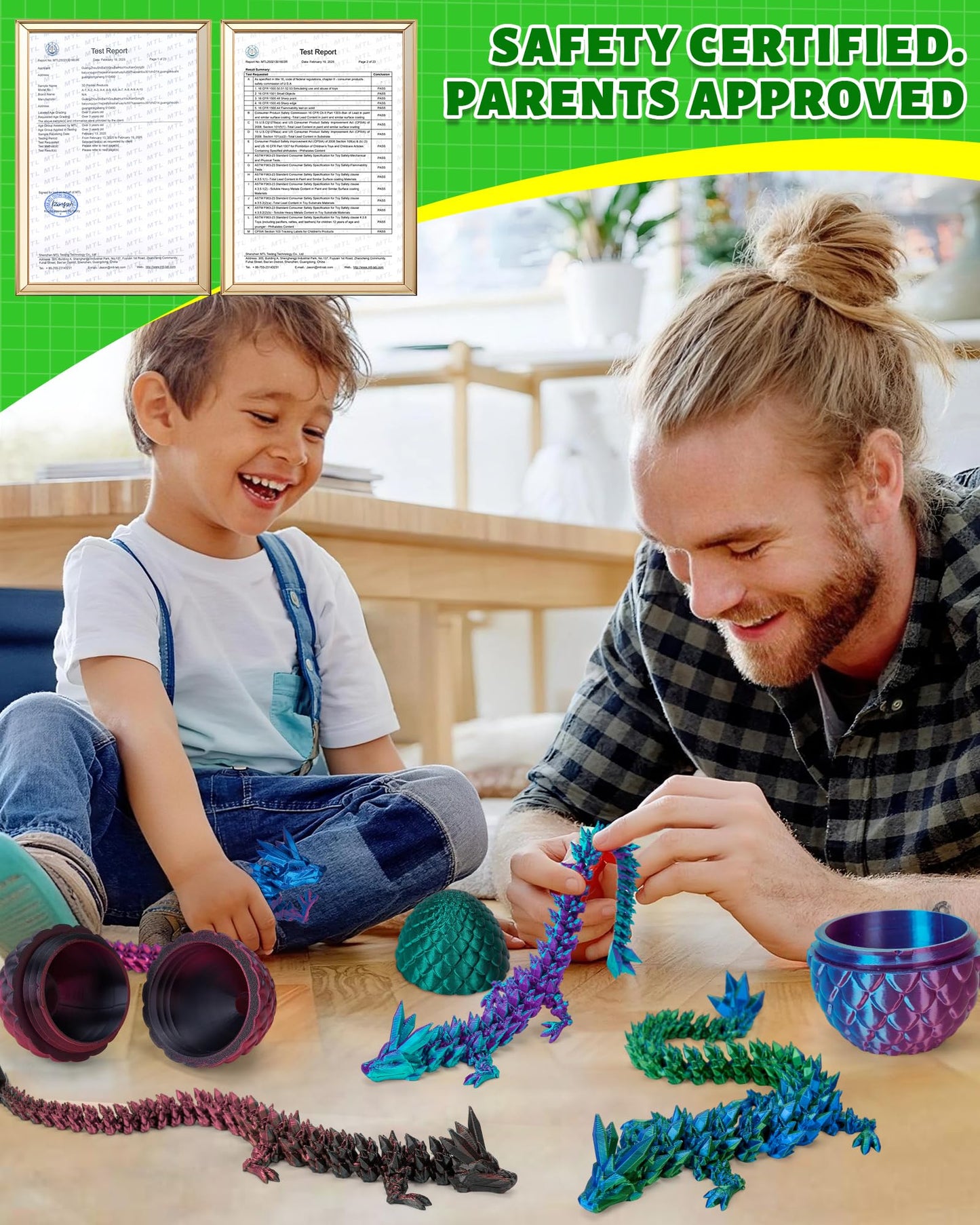 TBOLINE 12" 3D Printed Dragon Egg Toy – Articulated Crystal Dinosaur & Dragon Figure, Fidget & Collectible for Kids Ages 4-12