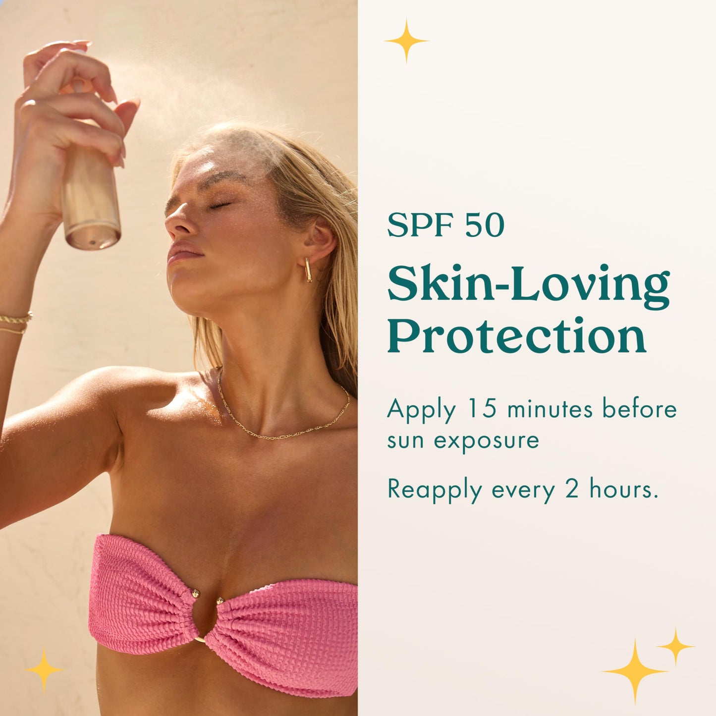 Kopari Sunglaze Sheer Setting Mist SPF 50 – Weightless, Fast-Drying Makeup Setting Spray with Hyaluronic Acid for Hydrated, Dewy Skin, 2.53 fl oz