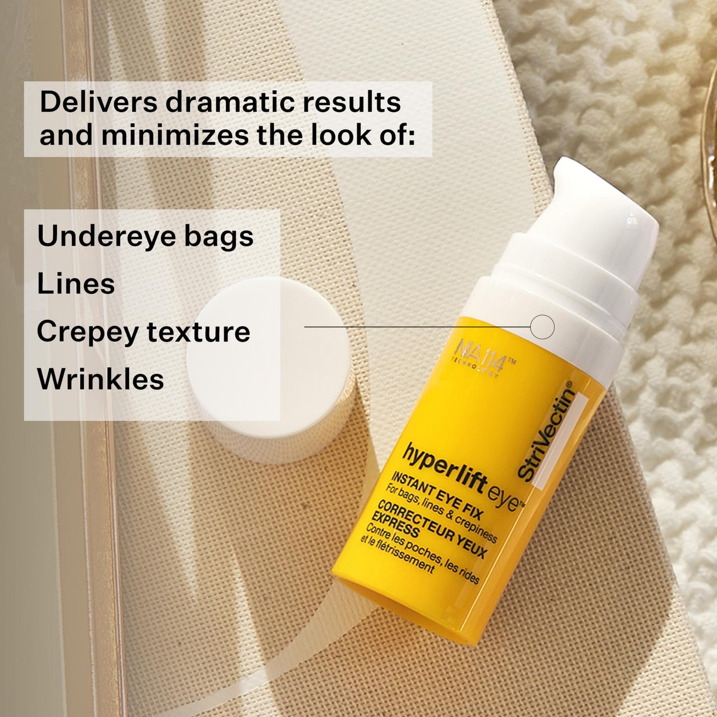 StriVectin Tighten & Lift Hyperlift Eye Cream Instant Eye Fix, Tightening Treatment for Bags, Lines and Crepiness, 0.34 Fl Oz,(Pack of 1)