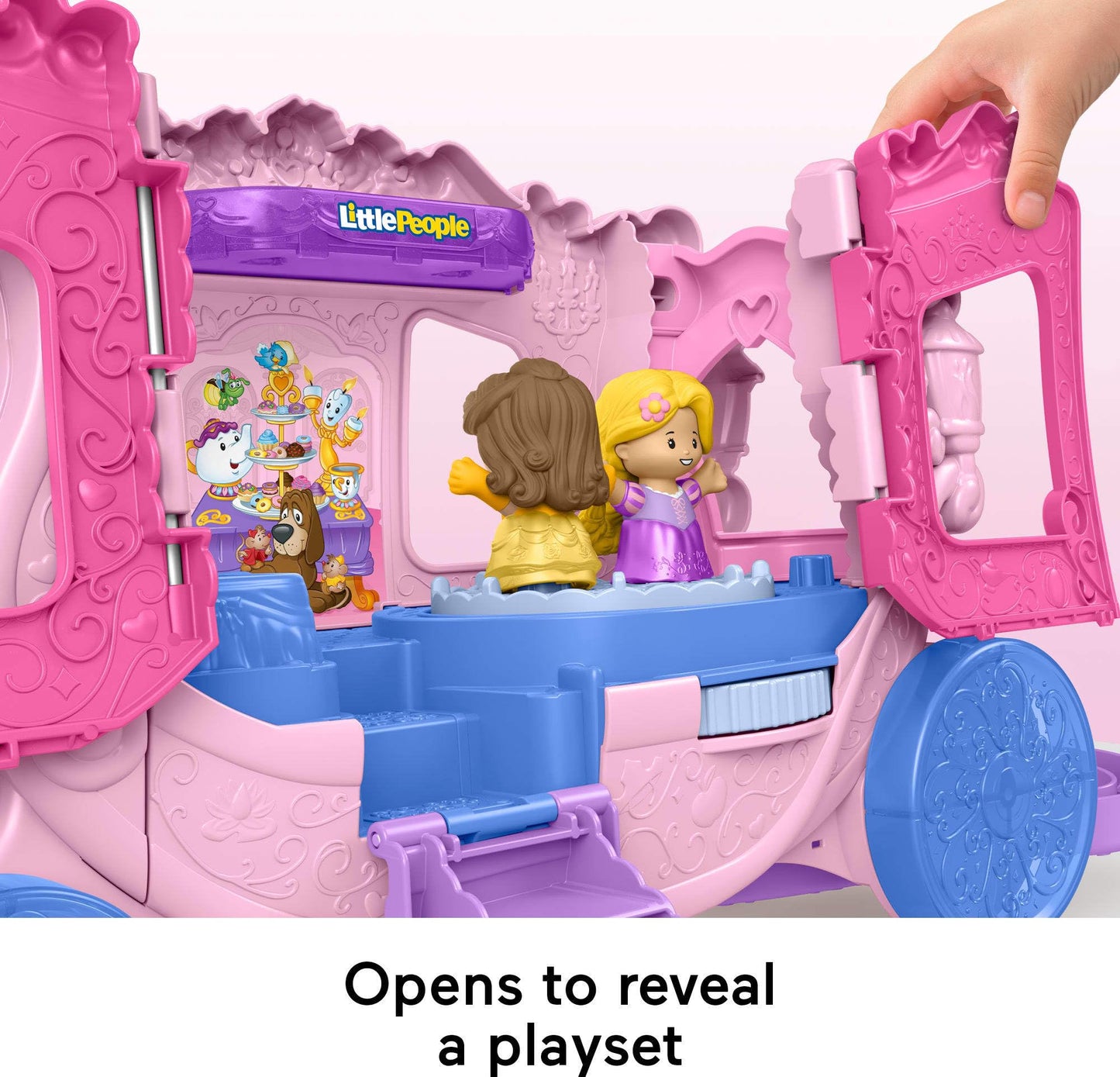 Fisher-Price Little People Toddler Toy Disney Princess Pull-Along Musical Carriage Playset with Figures for Pretend Play Kids Ages 18+ Months
