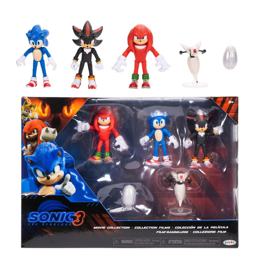 Sonic 3 Movie 2.5" Action Figures Multi-Pack – Sonic, Knuckles, Shadow, Buzz Bomber & Drone – Official Collector Toy Set