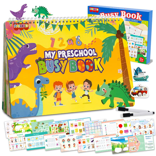 NASHRIO Montessori Busy Book for Toddlers 3-5 - 24 Themes Educational Learning Toy for Kids 3-6, Preschool Activities for Home, School & Travel