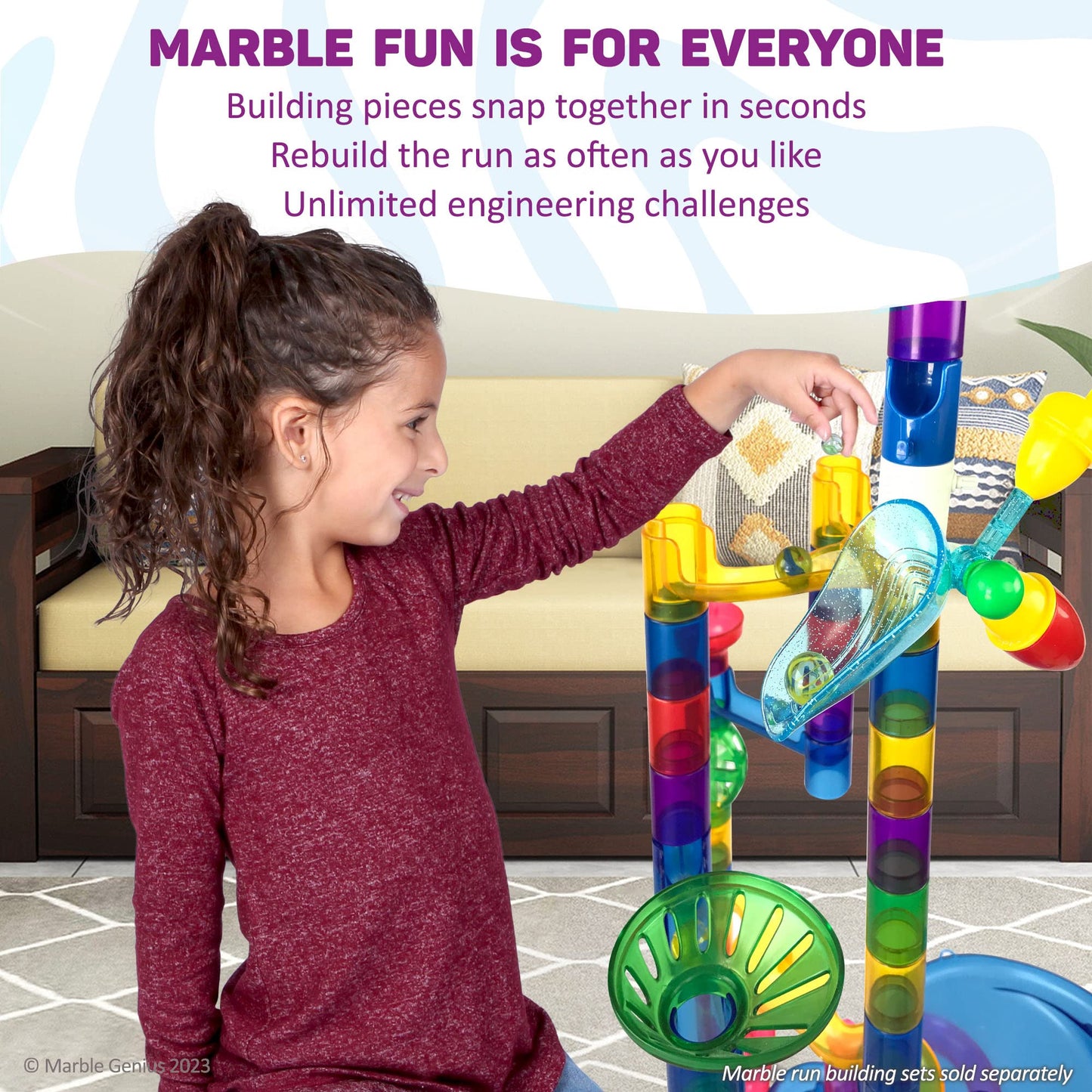 Marble Genius Automatic Chain Lift – Marble Run Add-On Set for Mazes, Tracks & Races – Endless Marble Racing Fun & Creativity