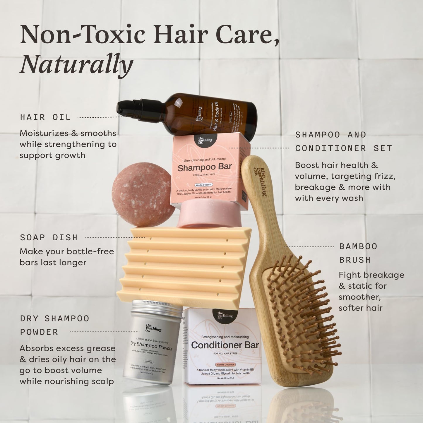 The Earthling Co. Shampoo & Conditioner Bar Set – Strengthen, Volumize & Promote Hair Growth – Natural, Sulfate & Paraben-Free for Dry Hair (Citrus Sun)