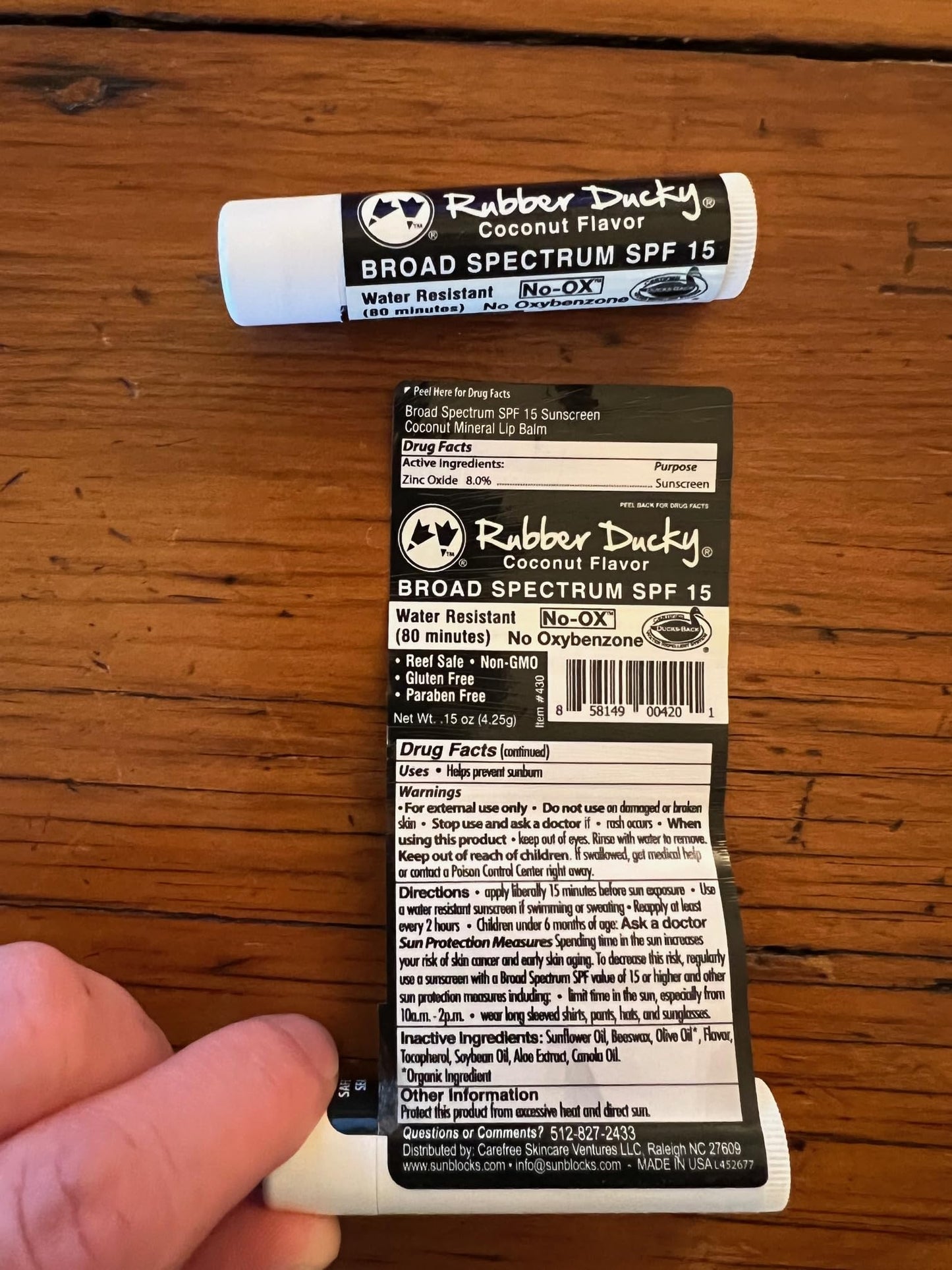 Rubber Ducky Lip Balm SPF 15 - Vegan, Water Resistant Lip Sunscreen with Vitamin E, Coconut Flavor, Broad Spectrum, 3 Pack (.15 oz)