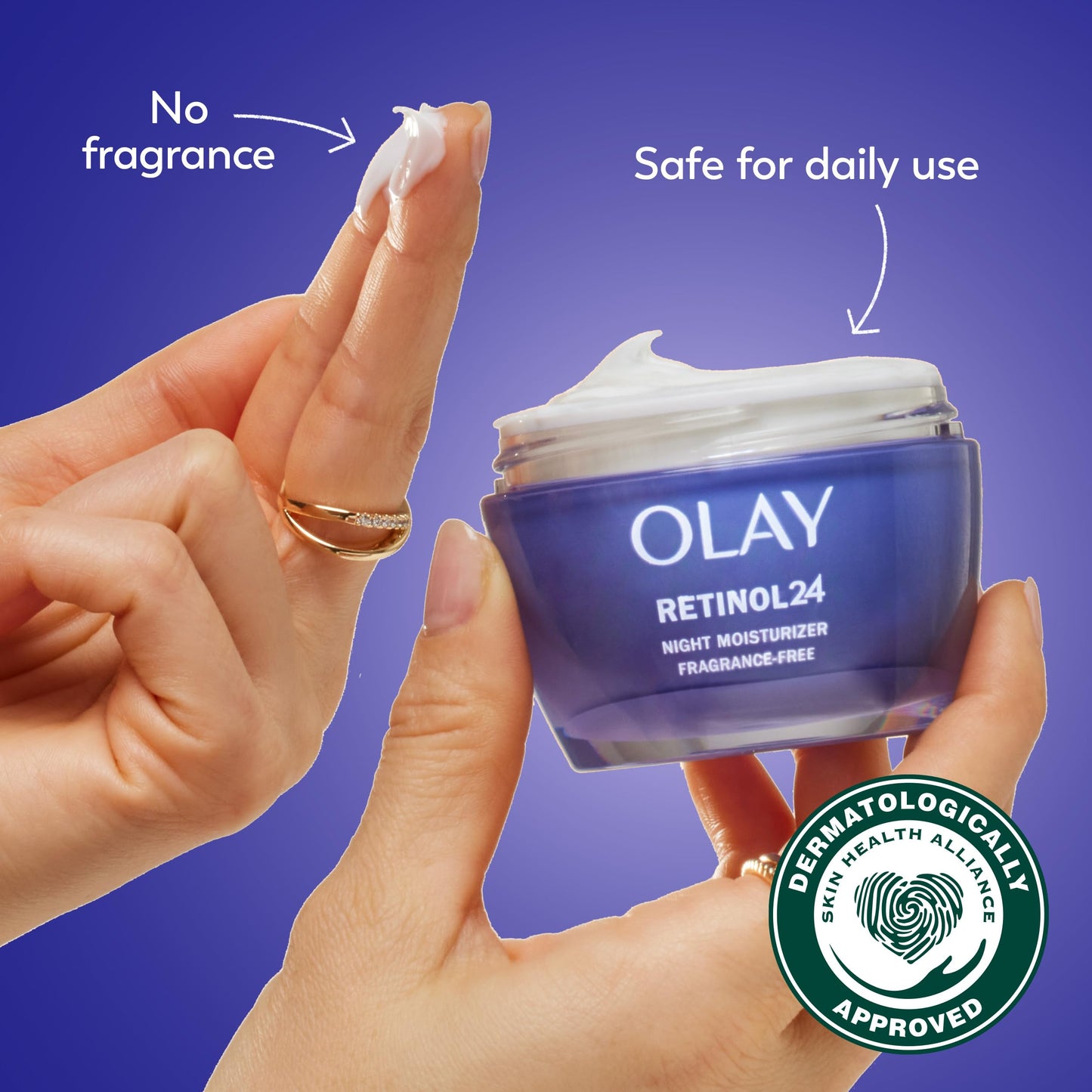 Olay Retinol 24 Night Face Moisturizer Trial Size, Anti-Aging, Smooths Fine Lines & Wrinkles, Fragrance-Free, Non-Greasy, 0.5 oz