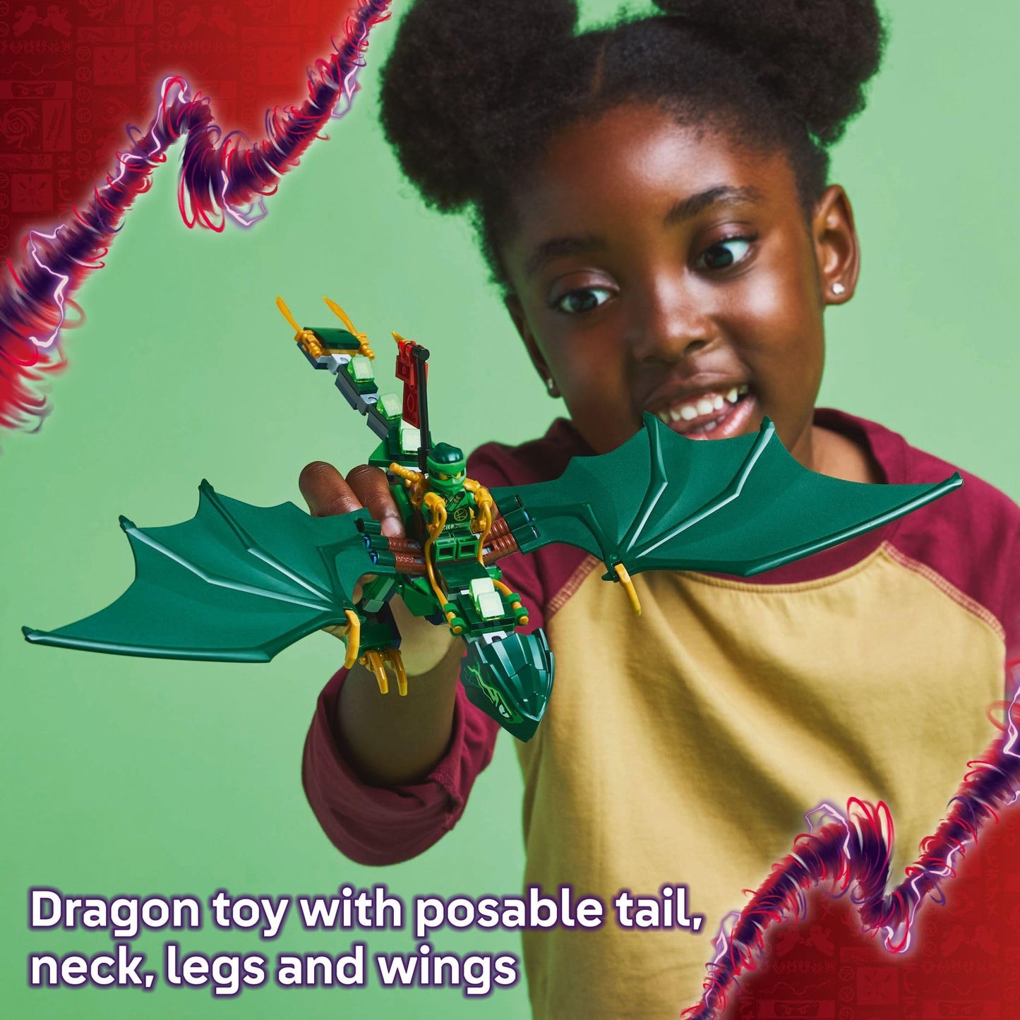 LEGO NINJAGO Lloyd’s Green Forest Dragon 71829 Toy with 2 Minifigures – Building & Pretend Play for Kids 6+, Birthday Gift
