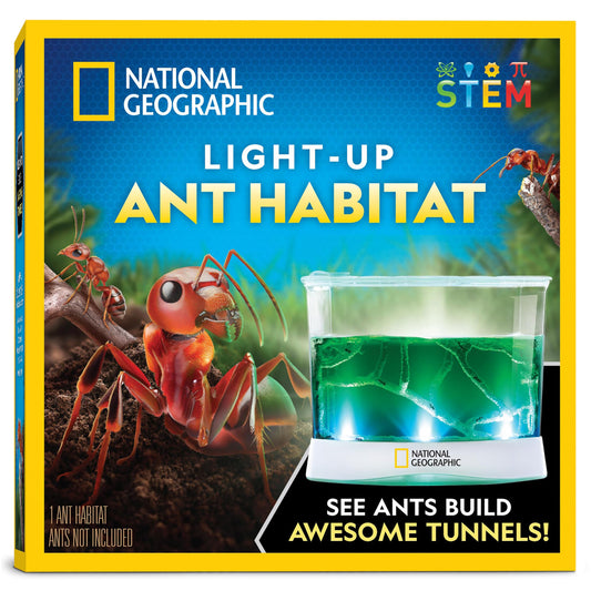 National Geographic Ant Habitat Kit for Kids – Light-Up Terrarium with Magnifiers, Tunnels & Activities, Ant Colony Explorer
