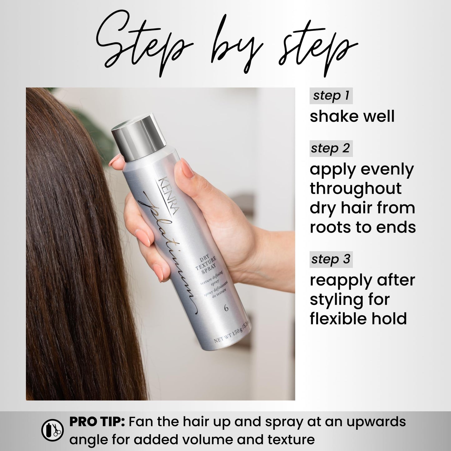 Kenra Platinum Dry Texture Spray 6 | Lightweight Texture & Volume Booster | Absorbs Oil, Adds Fullness & Definition | All Hair Types, 5.3 oz