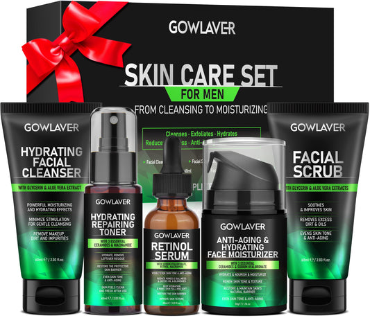Men’s Skincare Gift Set – Hydrating & Anti-Aging Face Care Routine for All Skin Types, Perfect Birthday, Christmas, Secret Santa, or Valentine’s Gift for Him